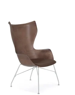 Outlet K/wood legno slatted ash e pelle Poltrone